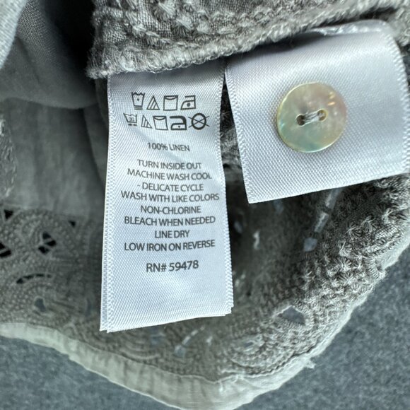 Artisan NY Dress Womens Small Gray Linen Sleeveless Lagenlook Eyelet Boho Casual - Picture 10 of 14